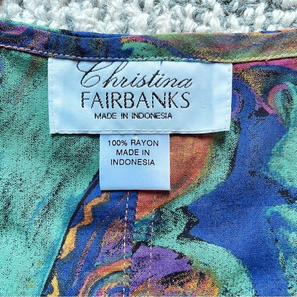 Vintage 90s Deadstock CHRISTINA FAIRBANKS Bustier Top Abstract Print Coin Fringe - Picture 11 of 12